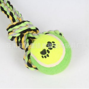 互动手拉款带网球宠物绳结玩具