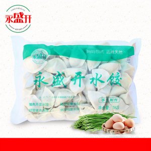 永盛开韭菜鸡蛋馅水饺1000g