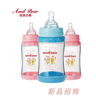 安奈小熊宽口径玻璃感温奶瓶