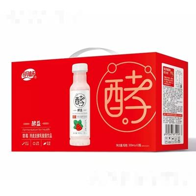 明畅草莓燕麦发酵乳酸菌300ml箱装