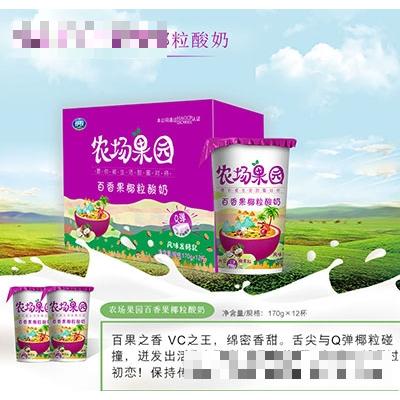 祁牧农场果园百香果椰粒酸奶170g×12杯