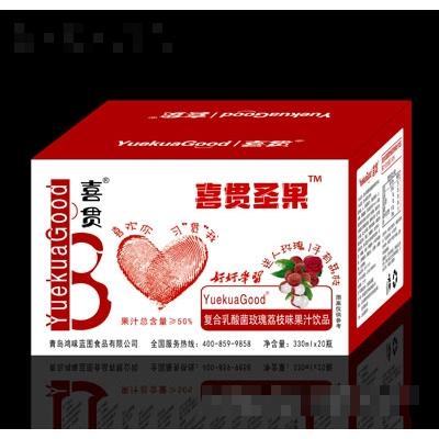 喜贯圣果复合乳酸菌玫瑰荔枝味果汁饮品330ml×20瓶