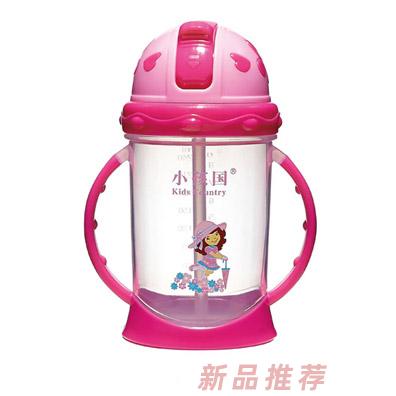 小孩国道达尔双色花朵滑盖水杯粉色240ML