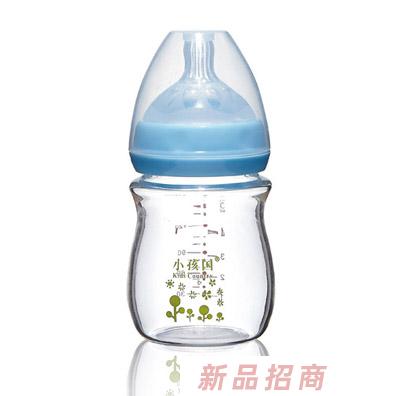 小孩国初生宽口玻璃奶瓶蓝色150ML