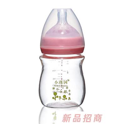 小孩国初生宽口玻璃奶瓶粉色150ML