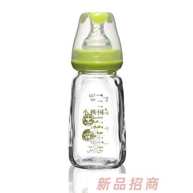 小孩国初生标口玻璃奶瓶绿色120ML