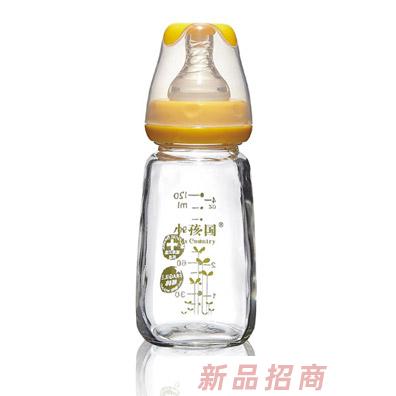 小孩国初生标口玻璃奶瓶黄色120ML