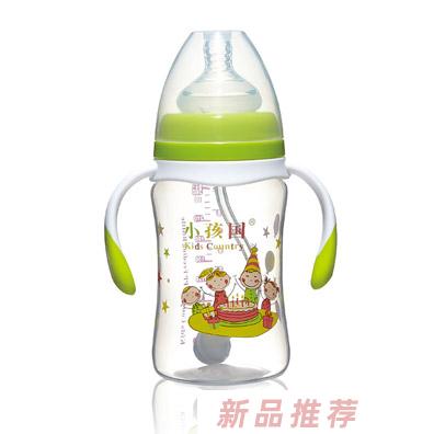 小孩国宽口直身自动PP奶瓶绿色240ML