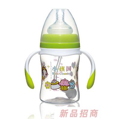 小孩国宽口直身自动PP奶瓶绿色180ML
