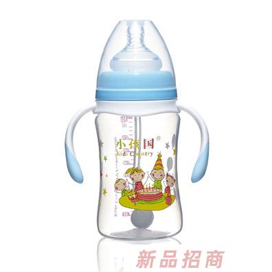 小孩国宽口直身自动PP奶瓶蓝色240ML