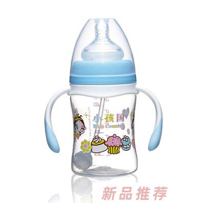 小孩国宽口直身自动PP奶瓶蓝色180ML