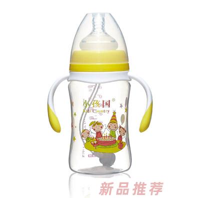 小孩国宽口直身自动PP奶瓶黄色240ML