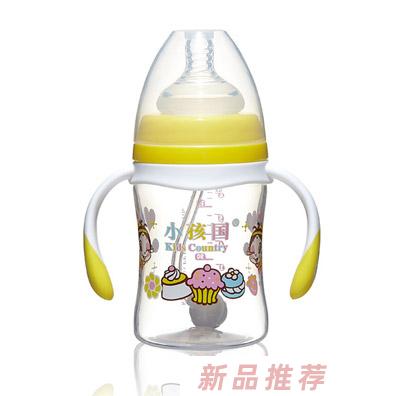 小孩国宽口直身自动PP奶瓶黄色180ML