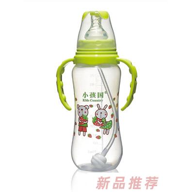 小孩国标口自动弧形PP安全奶瓶绿色300-ML