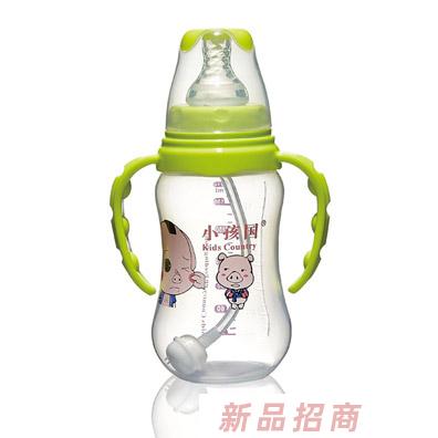 小孩国标口自动弧形PP安全奶瓶绿色210-ML