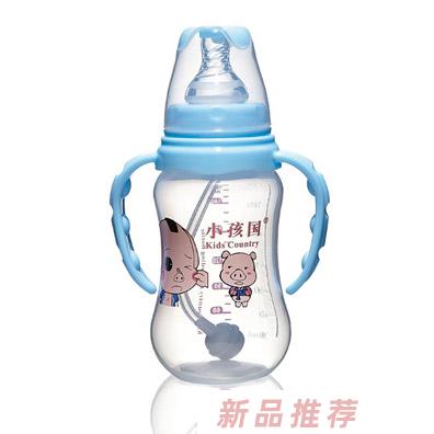 小孩国标口自动弧形PP安全奶瓶蓝色210ML