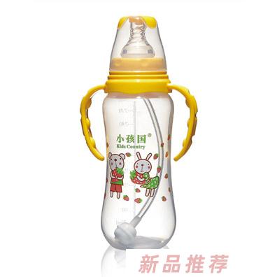 小孩国标口自动弧形PP安全奶瓶黄色300ML