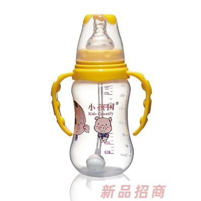 小孩国标口自动弧形PP安全奶瓶黄色210ML