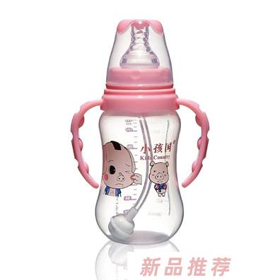 小孩国标口自动弧形PP安全奶瓶粉色210ML