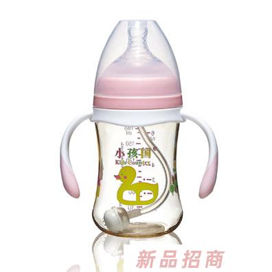 小孩国宽口直身自动PPSU安全奶瓶粉色180ML