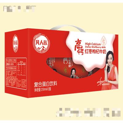 凡人谷高钙红枣枸杞牛奶开窗礼盒250mlx12盒