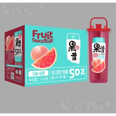 轻言果昔红柚蜜桃复合果汁饮料1.5L×6瓶
