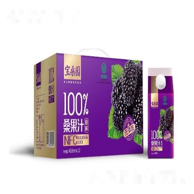 宝桑园鲜榨100%桑果汁468ml×12盒