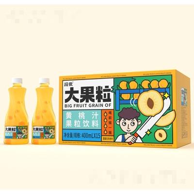 国傲大果粒芒黄桃汁果粒饮料400mlX15瓶