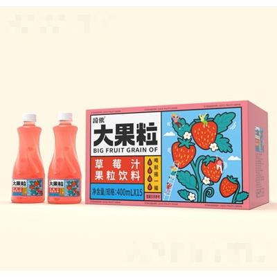 国傲大果粒芒草莓汁果粒饮料400mlX15瓶