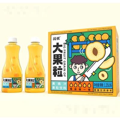 国傲大果粒黄桃汁果粒饮料1.25LX6瓶