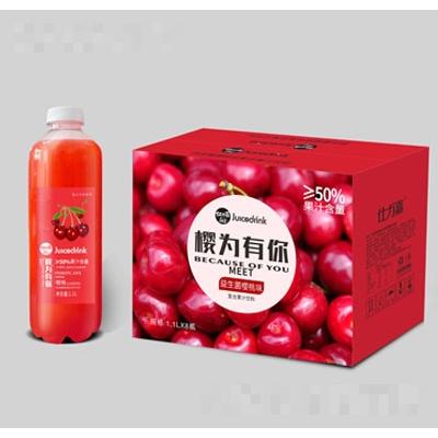 仕力嘉益生菌樱桃味复合果汁饮料1.1LX8