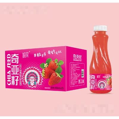 媚果奇亚籽草莓果粒复合果汁饮料400ml×15