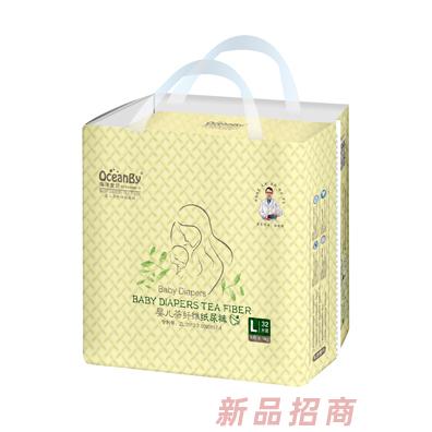 海洋宝贝婴儿茶纤维纸尿裤L码32片-小包
