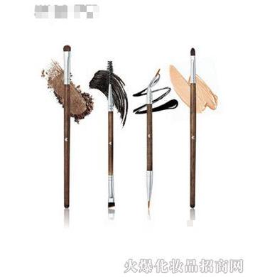 HUAMIANLI花面狸美妆高品质实木柄动物毛4支化妆套刷
