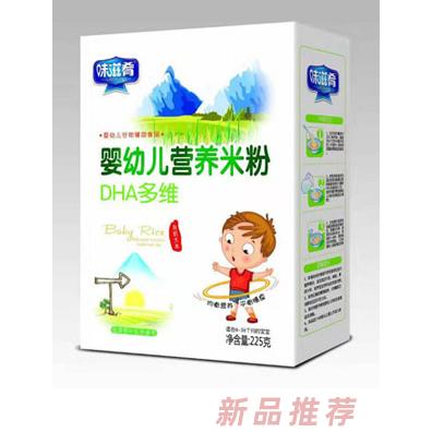 味滋肴DHA多维胡萝卜强化铁锌钙益生元核桃莲子原味婴幼儿有机米粉 盒装