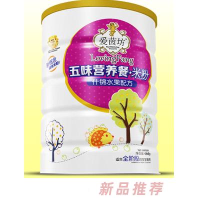 爱茵坊什锦水果燕麦铁锌双益护畅五谷珍宝五味营养餐米粉铁听辅食代理