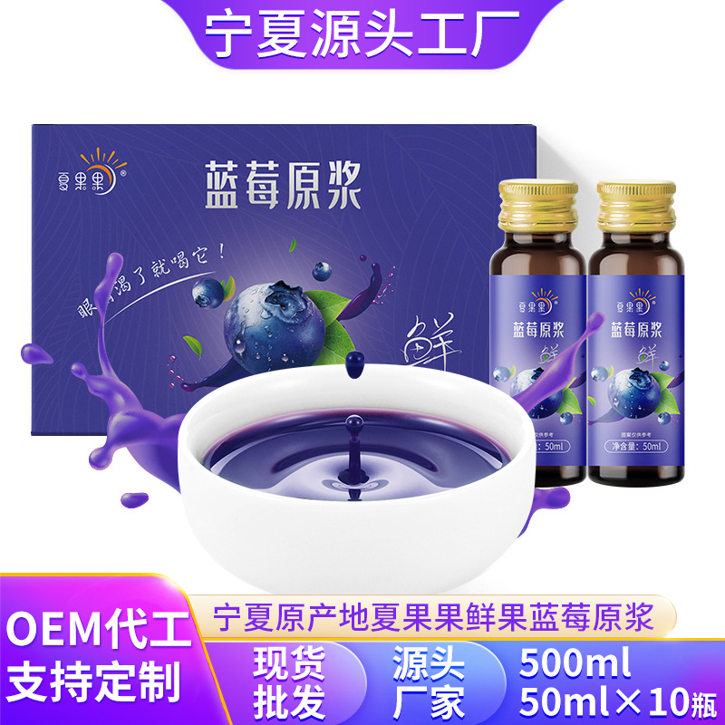 夏果果蓝莓原浆蓝莓汁500mlOEM代加工
