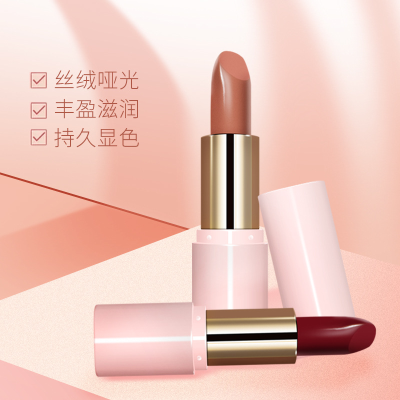 6色丝绒哑光雾面西柚色不掉色不沾杯显白持久口红OEM代加工