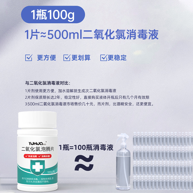 二氧化氯消毒片家用杀菌喷雾次氯酸液泡腾片宠物鱼缸次氯酸消毒片OEM代工厂