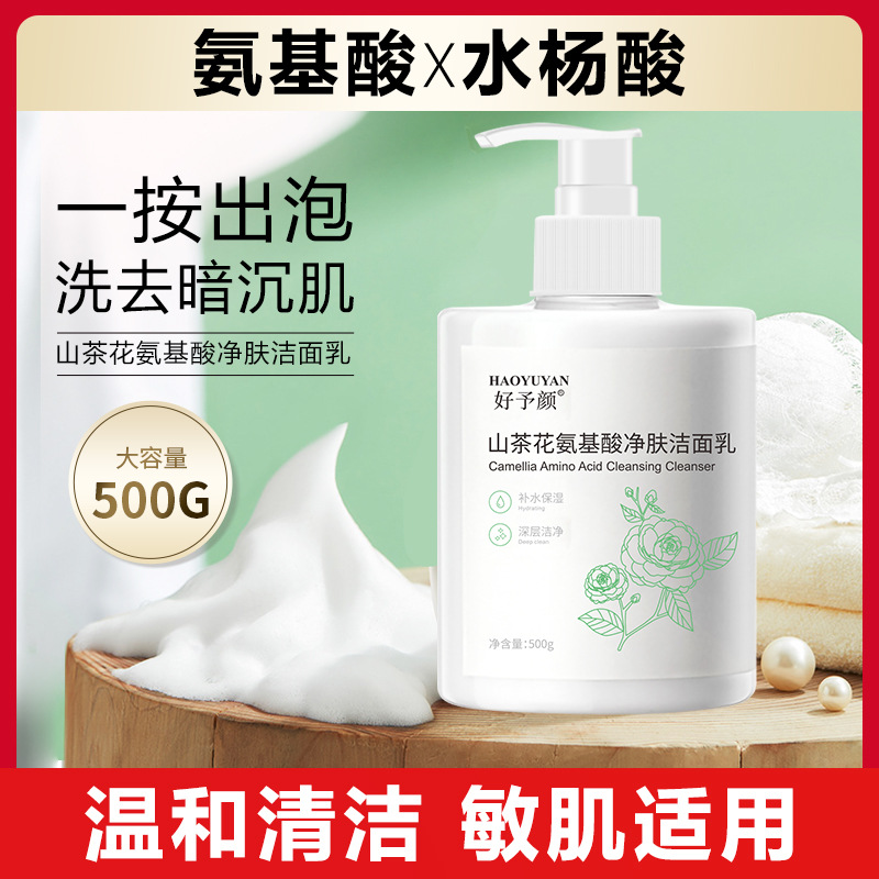 好予颜 山茶花氨基酸洗面奶敏感面部温和清洁控油洁面乳厂家批发OEM代加工