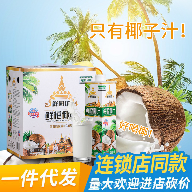 正宗鲜园坊牌椰汁 1L6海南特产椰子汁水植物椰奶果汁饮料整箱OEM代加工