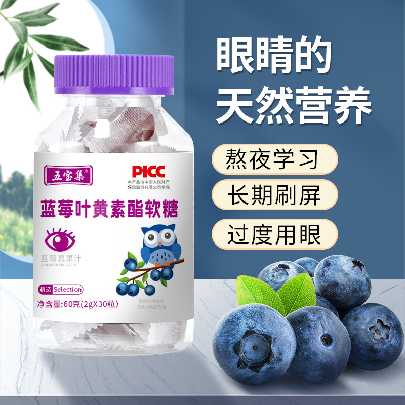 蓝莓黑加仑叶黄素脂软糖糖果蓝莓片 现货源头厂家批发代发OEM代加工