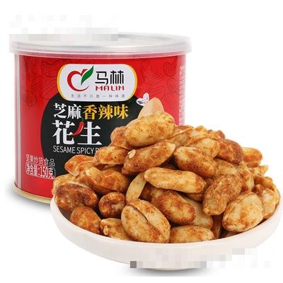 马林食品芝麻香辣味花生罐装150克坚果炒货食品